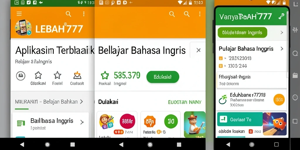 Antarmuka aplikasi LEBAH777 yang user-friendly untuk belajar Bahasa Inggris.