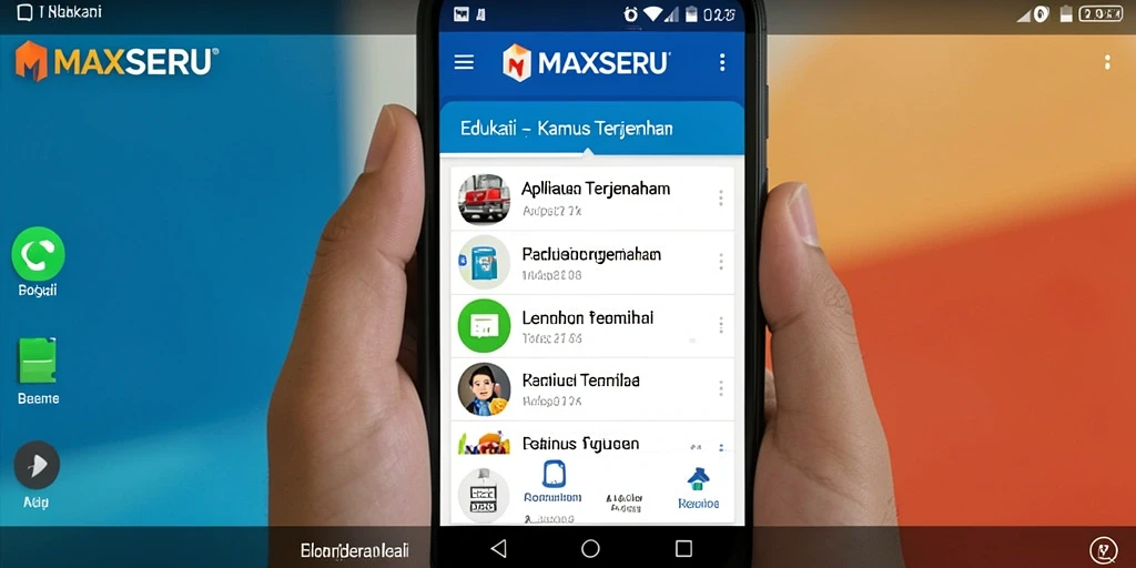 Tampilan antarmuka aplikasi Kamus Terjemahan MAXSERU yang intuitif.